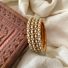 Peal White Silk Thread Kundan Bangle-Tilak-G12258