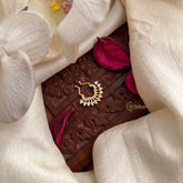 Vriksham Traditional Gold-Toned White Stone U-Shape & Leaf Down Style Septum Ring-G22186