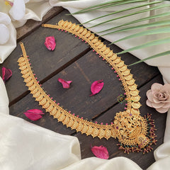 Vriksham Gold Look Alike Lakshmi Pendant With Lakshmi Coin Long Neckpiece-G17236