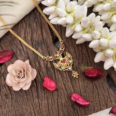 Red Traditional Kerala Palakka Short Neckpiece-G15297