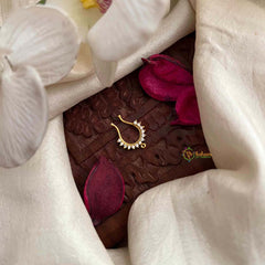 Vriksham Classic Mookuthi Style Gold-Toned White Stone U-Shape Septum Ring-G22187