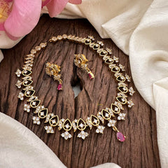 Unique AD Stone Short Neckpiece-Red-G12848