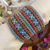 Vriksham Silk Thread Kundan Bridal Bangle-Sky Blue & Red-G16231