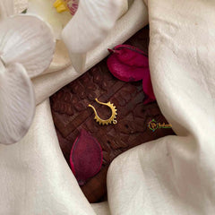 Vriksham Classic Mookuthi Style Gold-Toned White Stone U-Shape Septum Ring-G22187