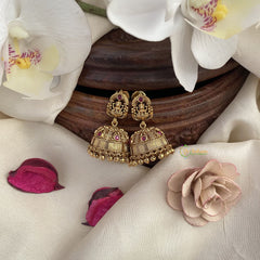 Vriksham Gold Look Alike Elegant Lakshmi Earring-Red-G17285