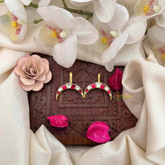 Vriksham Elegant Half Moon Style Kundan Jadau Bugadi-White Red-J4173