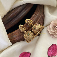 Vriksham Gold Look Alike Elegant Lakshmi Earring-Red Green-G17286