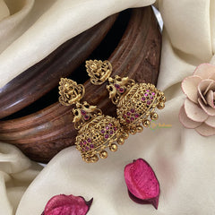 Vriksham Gold Look Alike Lakshmi Earring-Red-G17282