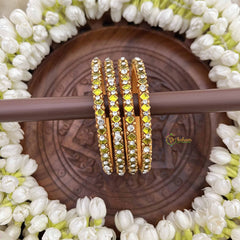 Vriksham Square Style Silk Thread Kundan Bangles-Parrot Green-G20835