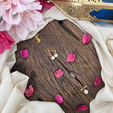 Vriksham Elegant AD Stone Floral Tear Drop Invisible Chain-White Red-G18349