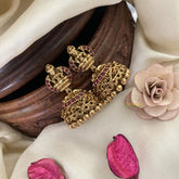 Vriksham Gold Look Alike Designer Lakshmi Earring-Red-G17284