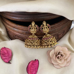 Vriksham Gold Look Alike Designer Lakshmi Earring-Red-G17284