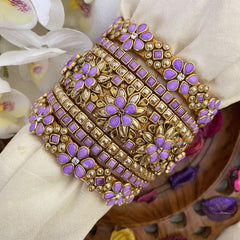 Vriksham Silk Thread Kundan Bridal Bangle Set-Lavender & Gold-G16234