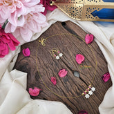 Vriksham Elegant AD Stone 3 Floral Tear Drop Invisible Chain-White Red-G18350