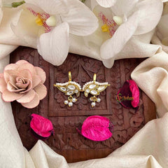 Vriksham Premium Parrot Style With Pearls Detailing Kundan Jadau Bugadi-White-J4170