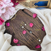 Vriksham Elegant AD Stone Floral Tear Drop Invisible Chain-White Blue-G18352