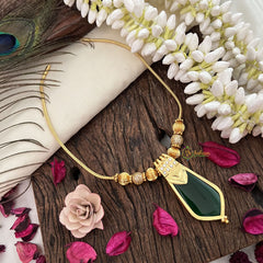 Vriksham Green Stone Traditional Kerala Palakka Pendant Neckpiece-G17263