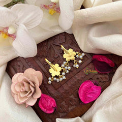 Vriksham Floral Pearls Motif Style With Pearls Drop Kundan Jadau Bugadi-Green Red-J4166