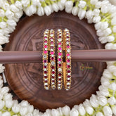 Vriksham Traditional Diagonal Pink & White Gold Enamel Silk Thread Kundan Bangles-G20854