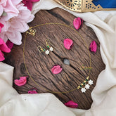 Vriksham Elegant AD Stone 3 Floral Tear Drop Invisible Chain-White Green-G18347