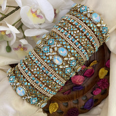 Vriksham Silk Thread Sky Blue Stone & Kundan Bridal Bangle Set-G16223