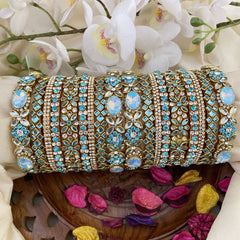 Vriksham Silk Thread Sky Blue Stone & Kundan Bridal Bangle Set-G16223
