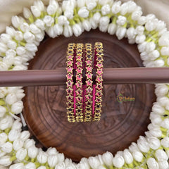 Vriksham Star Style Pink Gold Detailing Silk Thread Kundan Bangles-G20857