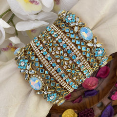 Vriksham Silk Thread Sky Blue Stone & Kundan Bridal Bangle Set-G16223