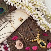 Traditional Kerala Naga Padam Pendant Neckpiece-Green-G15294