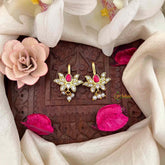 Vriksham Diya & Foral Style With pearls Drop Kundan Jadau Bugadi-White Red-J4175