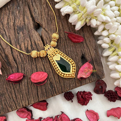 Traditional Kerala Naga Padam Pendant Neckpiece-Green-G15294