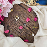 Vriksham Elegant AD Stone Floral Tear Drop Invisible Chain-White-G18345