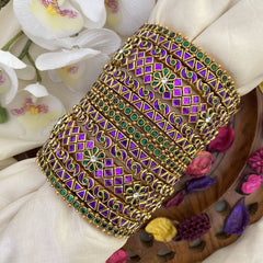 Vriksham Silk Thread Green Purple Kundan Bridal Bangle Set-G16224