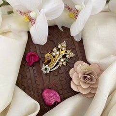 Vriksham Unique Floral Peacock AD Stone Saree Pin-G17303