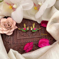 Vriksham Peacock Style Kundan Jadau Bugadi-White Red & Green-J4172