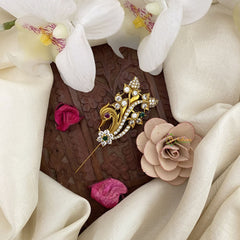 Vriksham Unique Floral Peacock AD Stone Saree Pin-G17303