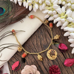 Vriksham Gold Look Alike Pendant With Coral Beaded Neckpiece-G17334