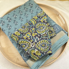 Sky Blue Maheshwari Cotton Silk Saree -Handloom Maheshwari Saree-VS3635