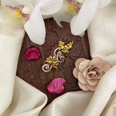 Vriksham Gold Look Alike Antique Style AD Stone Saree Pin-Saree Brooch-G17321