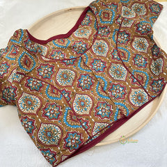 Maroonish Red Maheshwari Cotton Silk Saree -Handloom Maheshwari Saree-VS3636