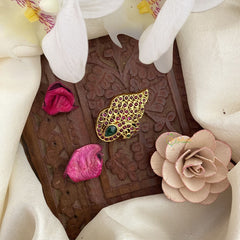 Vriksham Red Green AD Stone Peacock Saree Pin-G17298