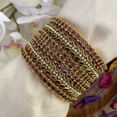 Vriksham Silk Thread Kundan Bridal Bangle Set-Maroon-G16228