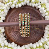 Vriksham Green Diagonal Style & White Stone Bangles-G20865