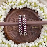 Vriksham Elegant Leaf Lavender Style & White Stone Bangles-G20866