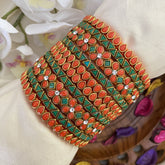Vriksham Silk Thread Kundan Bridal Bangle-Orange & Green-G16220