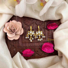 Vriksham Lotus Floral Style With Pearls Drop Kundan Jadau Bugadi-White-J4178