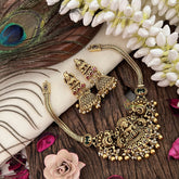 Vriksham Gold Dual Peacock Lakshmai Choker -Gold Beds-Pearl-G19251