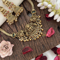 Vriksham Gold Dual Peacock Lakshmai Choker -Gold Beds-Pearl-G19251