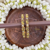 Vriksham Shree Ganesh & Floral Stone Golden Detailing Bangles-G20869