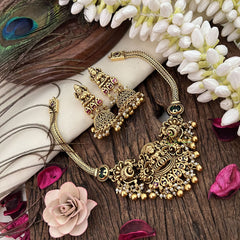 Vriksham Gold Dual Peacock Lakshmai Choker -Gold Beds-Pearl-G19251